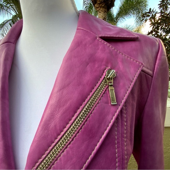 Genuine leather Danier Women's Pink Blazer - Picture 7 of 12